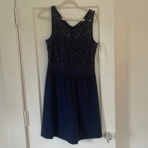 Like new Lilly Pulitzer navy blue dress, size Large with lace and back zipper